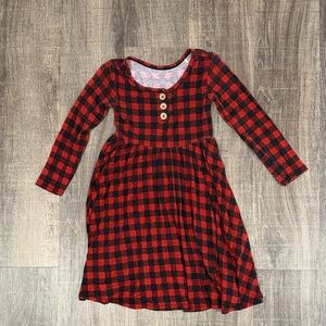 Posh Peanut Kids Dress in Red and Black Plaid